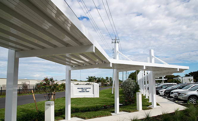 New walkway system outside Naples Airport