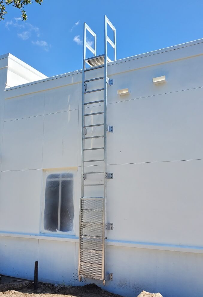 aluminum roof ladder wide view