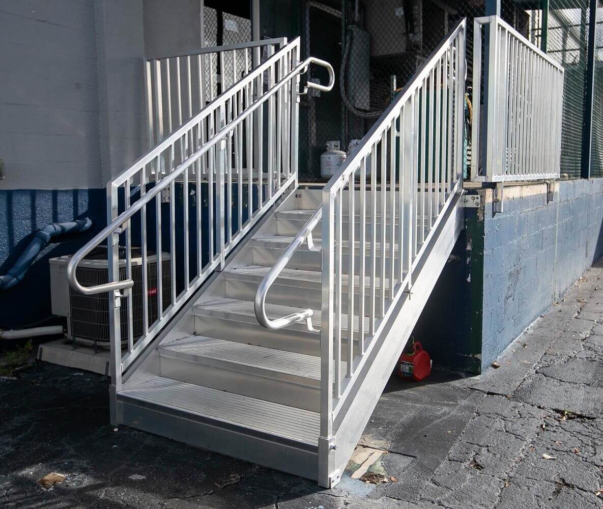 aluminum entry stairs diagonal view