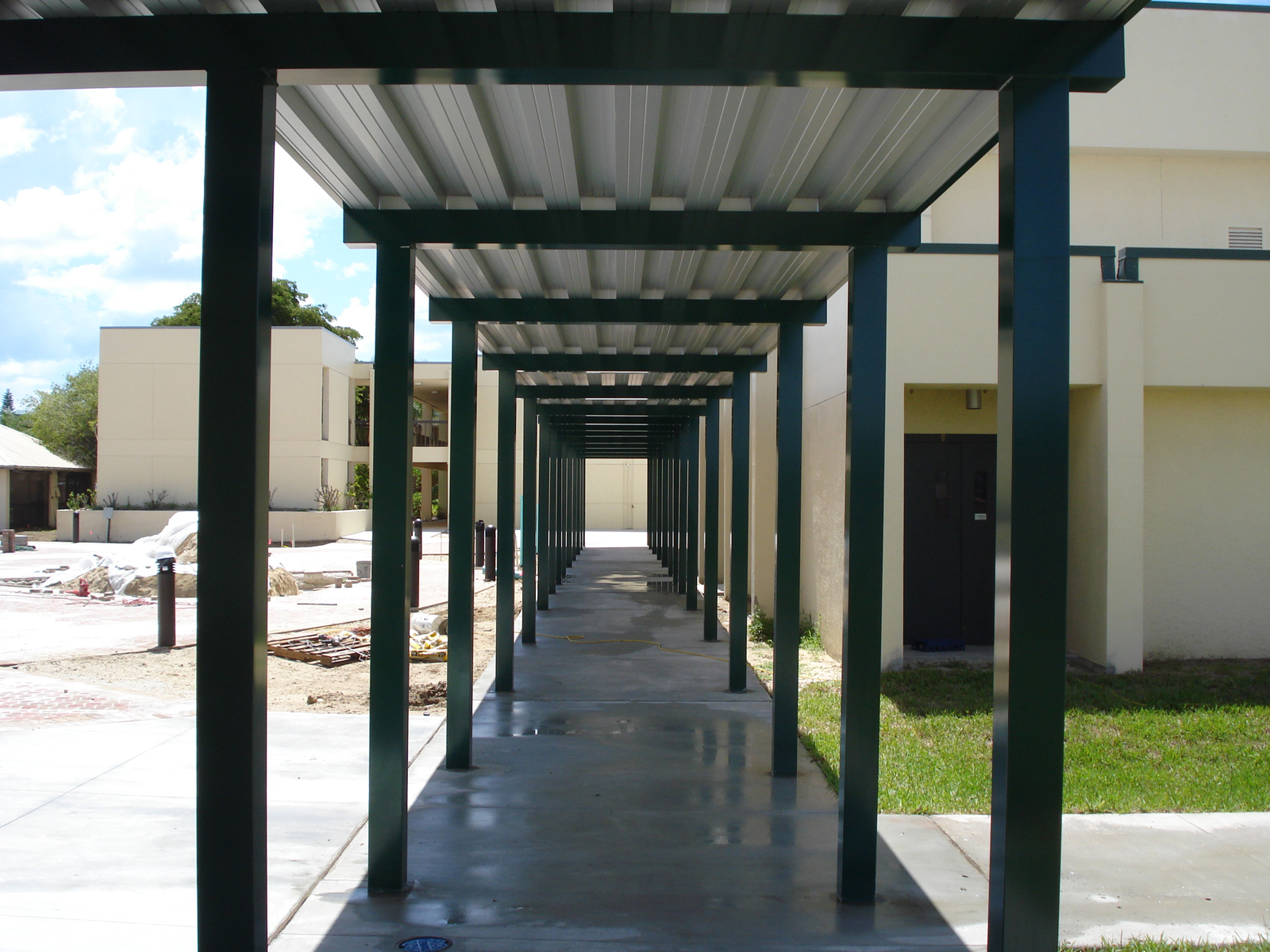 aluminum walkway entrance straight up view