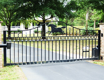 Powdercoated black entrance gate